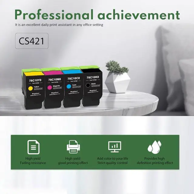 Alt view image 5 of 6 - 78C10K0 78C10C0 78C10M0 78C10Y0 Toner Cartridges (4Pack, 1BK/1C/1M/1Y) - Replacement for Lexmark 78C10 Toner Cartridge Work with CS421dn CS521dn CS622de CX421adn CX522ade Printer