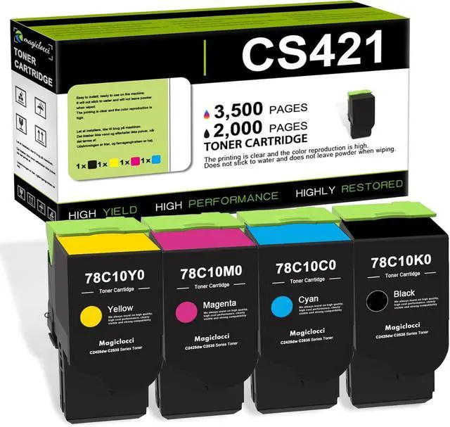 Main image of 78C10K0 78C10C0 78C10M0 78C10Y0 Toner Cartridges (4Pack, 1BK/1C/1M/1Y) - Replacement for Lexmark 78C10 Toner Cartridge Work with CS421dn CS521dn CS622de CX421adn CX522ade Printer