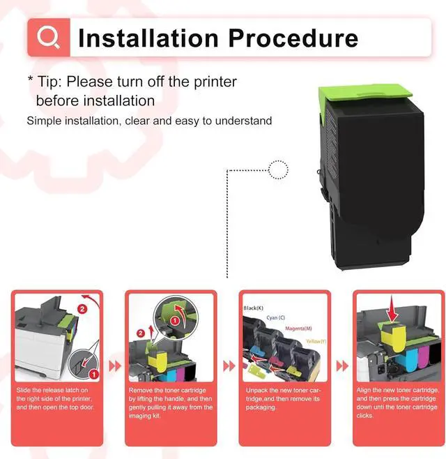 Alt view image 5 of 6 - C310 C315 Toner Cartridge High Yield Set : 006R04364 006R04365 006R04366 006R04367 Replacement for Xerox C310 C310DNI C310DNIM C315 C315DNI Printer(4 Pack , Black/Cyan/Magenta/Yellow )