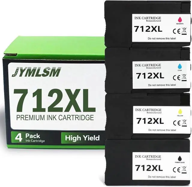 Main image of 712XL Ink Cartridges Remanufactured High Yield Replacement for HP 712 712XL 712 XL, for DesignJet T650 T630 T230 T210 Studio Plotter Printer, 712XL Ink cartridges Combo Pack (4 Pack)