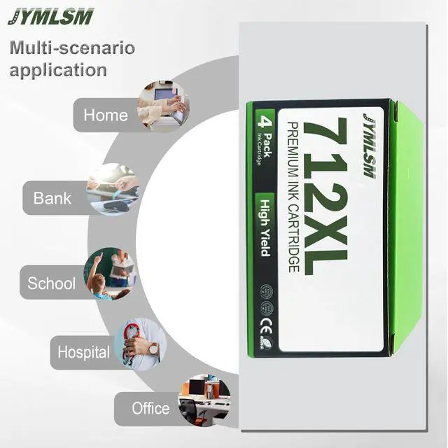 Alt view image 4 of 7 - 712XL Ink Cartridges Remanufactured High Yield Replacement for HP 712 712XL 712 XL, for DesignJet T650 T630 T230 T210 Studio Plotter Printer, 712XL Ink cartridges Combo Pack (4 Pack)