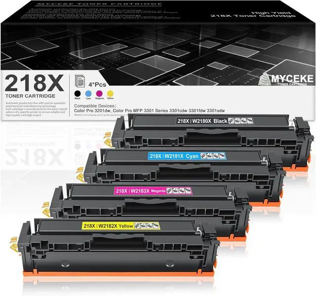 Main image of 218X Toner Cartridge Replacement for HP 218A W2180X W2181X W2183X W2182X Toner for Color Laser Pro 3201dw MFP 3301fdw 3301sdw 3301cdw Printer (4 Pack, Black/Cyan/Magenta/Yellow)
