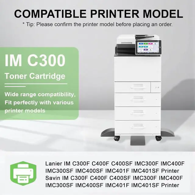 Alt view image 3 of 7 - 4 Pack IM C300 IM C400 Toner Cartridge : Compatible IM C300 Replacement Toner Cartridge for Ricoh Lanier Savin C300F C400F C400SF Printer (Black Cyan Yellow Magenta , 842378 842379 842380 842381)