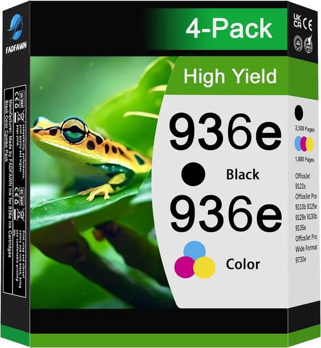 Main image of 936e Ink Cartridges Combo Pack Replacement for HP 936XL Ink Cartridges Work with OfficeJet 9122e OfficeJet Pro 9110b 9125e 9128e 9130b 9135e OfficeJet Pro Wide Format 9730e (4-Pack BK/C/M/Y)