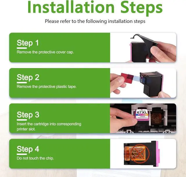 Alt view image 6 of 7 - 67XL Ink Cartridges Black and Color Combo Pack, Replacement for HP Ink 67xl 67 XL Ink with DeskJet 2755e 2855e 4155e 4255e Envy 6455e 6055 6000e 6455e Printer (2-Pack)