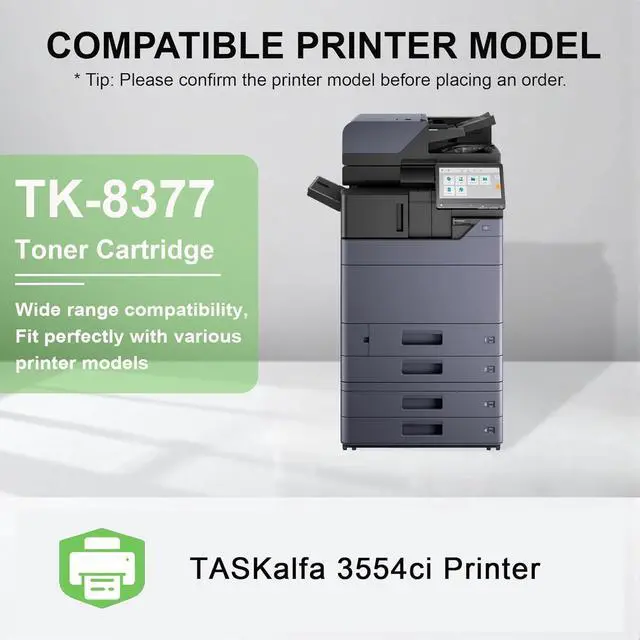 Alt view image 2 of 6 - 1 Pack TK8377 Black Toner Cartridge: Compatible TK8377K TK-8377 1T02XD0US0 Toner Replacement for Kyocera TK-8377 Toner Cartridge for TASKalfa 3554ci Printer, 30,500 Pages Each