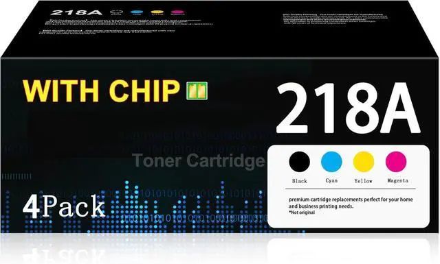 Main image of 218A Toner Cartridges (with Chip) Replacement for 218A W2180A 218X W2180X Toner Cartridges Works with Color Laser Pro 3201dw MFP 3301 3301fdw 3301sdw 3301cdw Printer (KCYM, 4 Pack)