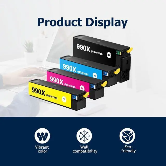 Alt view image 5 of 7 - Remanufactured 990 990X 990XL Ink Cartridges Compatible with HP PageWide Color 755dn MFP 774dn MFP 774dns Managed Color E75160dn Printers (8Pack BK×2 C×2 M×2 Y×2)