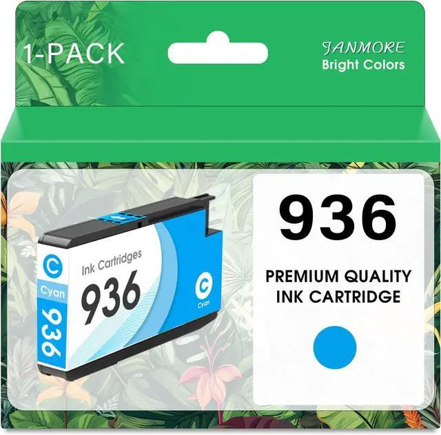 Main image of JANMORE 936 Cyan Ink Cartridge High Yield More Ink Replacement for 936 Ink cartridges for OfficeJet OfficeJet 9122e Pro 9110b,9125e,9128e,9130b,9135e Printer (1 Cyan Pack)