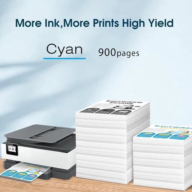 Alt view image 2 of 6 - JANMORE 936 Cyan Ink Cartridge High Yield More Ink Replacement for 936 Ink cartridges for OfficeJet OfficeJet 9122e Pro 9110b,9125e,9128e,9130b,9135e Printer (1 Cyan Pack)