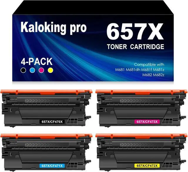 Main image of 4 Pack Remanufactured 657X CF470X CF471X CF472X CF473X Toner, Remanufactured M681 Toner Cartridge Replacement for HP Color Laserjet Enterprise Flow M681 M681dh M681f M681z M682 M682z