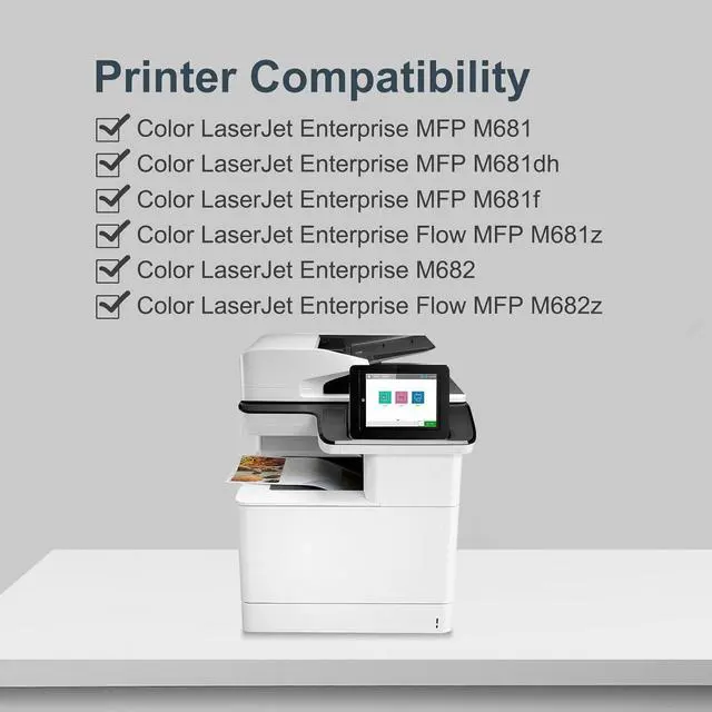 Alt view image 2 of 7 - 4 Pack Remanufactured 657X CF470X CF471X CF472X CF473X Toner, Remanufactured M681 Toner Cartridge Replacement for HP Color Laserjet Enterprise Flow M681 M681dh M681f M681z M682 M682z
