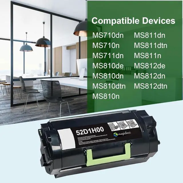 Alt view image 2 of 6 - 52D1H00 Toner Cartridge High Yield(1-Pack, Black) Replacement for Lexmark 52D1H0E Toner Cartridge MS710dn MS710n MS711dn MS810de MS810dn MS810dtn MS810n MS811dn MS811dtn MS811n MS812de Printer