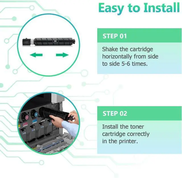 Alt view image 6 of 7 - Remanufactured GPR-66 GPR66 Toner Cartridge Replacement for Canon 5753C003AA 5754C003AA 5755C003AA 5756C003AA for imageRUNNER Advance C3926 C3930 C3935 C3926i C3930i C3935i Printer(1BK/1C/1Y/1M)