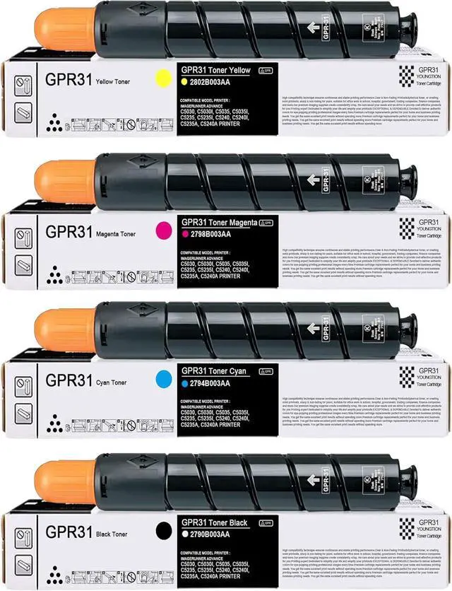 Main image of GPR-31 Toner GPR31 Toner Cartridge (4-Pack, 1BK+1C+1M+1Y) Replacement for Canon GPR-31 Toner Cartridge Compatible ImageRUNNER Advance C5030 C5030i C5035 C5035i C5235 Printer