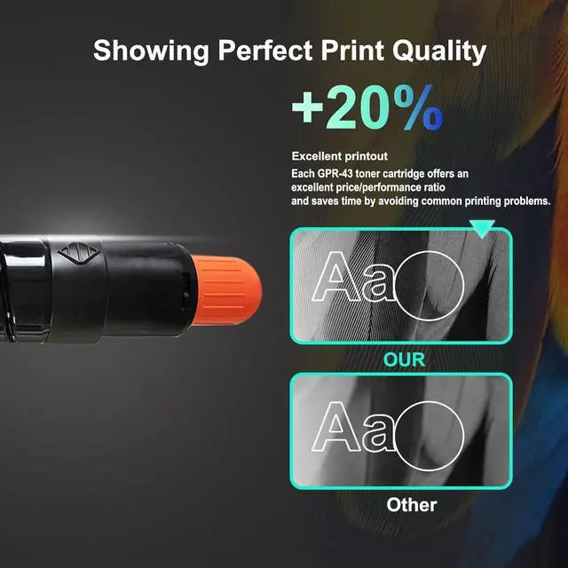 Alt view image 5 of 7 - GPR-43 Black Toner Cartridge High Yield (1-Pack) Compatible GPR43 Toner Cartridge Replacement for Canon GPR43 Toner Cartridge for imageRUNNER Advance 4025 4035 4225 4235 Printers