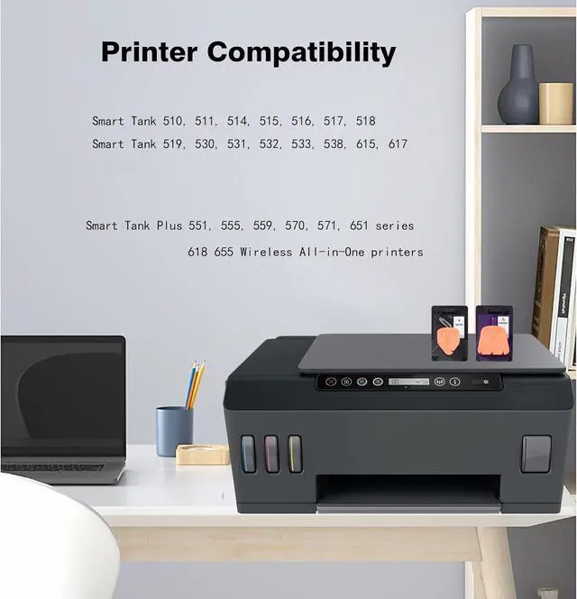 Alt view image 3 of 6 - GT53 Print Head X4E75A M0H50A (Black & Tri-Color) Print Head for Smart Tank 500 508 510 511 514 515 516 517 518 519 530 531 532 533 538 615 617 for Smart Tank Plus 550 551 555 559 570 571 651 Series