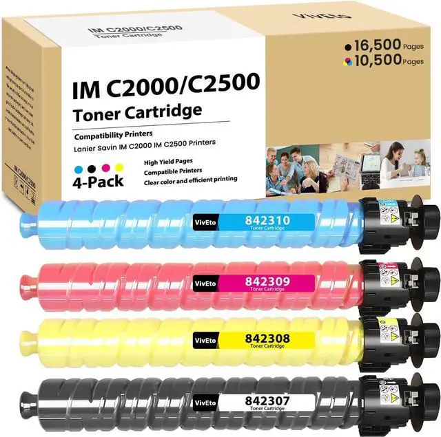 Main image of IM C2000 C2500 Toner Cartridge 16,500 Pages High Yield Replacement for Ricoh IMC2000 IMC2500 842307 842308 842309 842310 Toner Work with IM C2000 IM C2500 Printers | 4 Pack IM C2000 Toner Cartridges