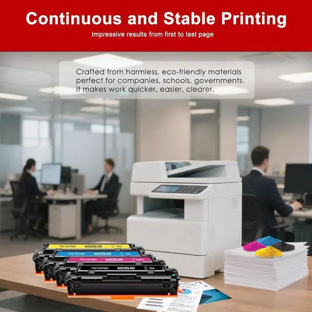 Alt view image 6 of 6 - 045 Toner cartridges Set Replacement for CRG-045 Toner Compatible with Color imageCLASS MF631Cn MF632Cdw MF633Cdw MF634Cdw LBP612Cdw LBP613Cdw LBP610C Printer (4 Pack,Black Cyan Magenta Yellow)