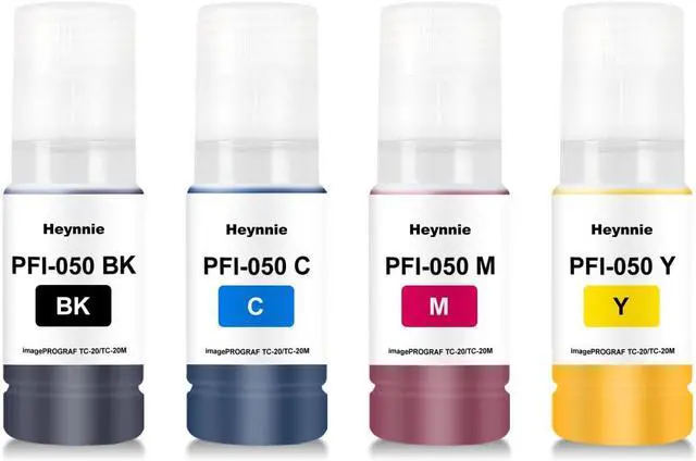 Main image of Compatible PFI-050 PFI 050 Ink Bottles Compatible with Canon PFI050 PFI-050BK PFI-050C PFI-050M PFI-050Y Ink Refill for imagePROGRAF TC-20 TC-20M Printer (4 Pack, BK C M Y)