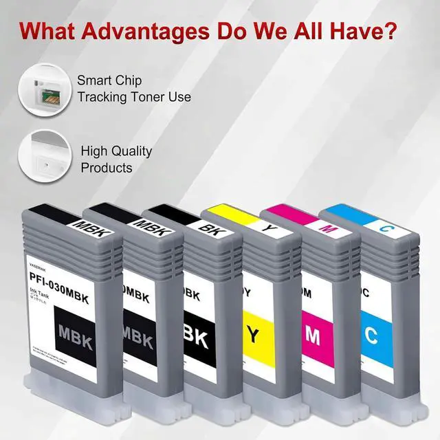 Alt view image 4 of 7 - PFI-030 Ink Cartridge 55ml Replacement for Canon PFI-030 Pigment Ink Tank Work for imagePROGRAF TA-20 TA-30 TM-240 TM-340 Printers6-Pack, 2MBK/BK/C/M/Y