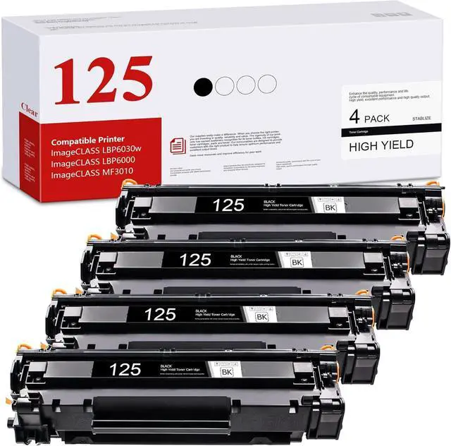 Main image of CRG125 CRG-125 High Yield Toner Cartridge (4-Pack, Black) Replacement for Canon 125 Toner Cartridge ImageCLASS LBP6030w LBP6000 MF3010 Printer, Yield Up to 2,500 Pages