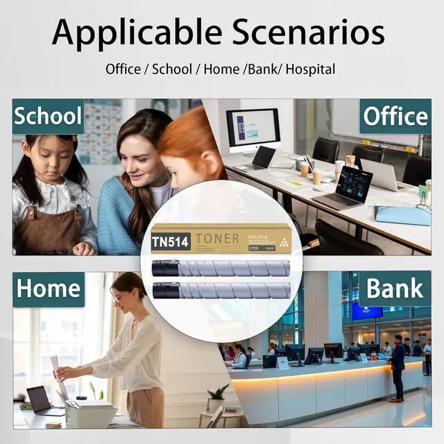 Alt view image 6 of 6 - TN514 TN515 TN516 TN512 TN513 TN324 TN326 TN514K Black Toner Cartridge High Yield Replacement for Konica Minolta TN-514 TN514K Bizhub C458 C558 C658 308E 458E 558E 658E Printer (29,000 Pages, 2-Pack)