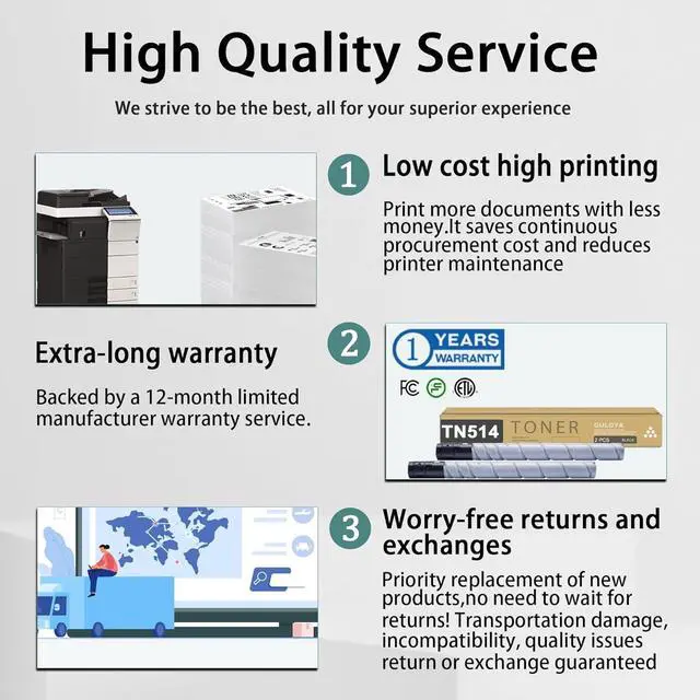 Alt view image 5 of 6 - TN514 TN515 TN516 TN512 TN513 TN324 TN326 TN514K Black Toner Cartridge High Yield Replacement for Konica Minolta TN-514 TN514K Bizhub C458 C558 C658 308E 458E 558E 658E Printer (29,000 Pages, 2-Pack)