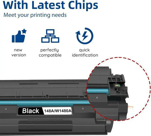 Alt view image 5 of 7 - DOSUM 148A Toner Cartridge Black (with Chip) - 2 Pack Replacement for HP 148A W1480A Toner Pro 4001 4101 MFP 4101fdw 4101fdn Pro 4001dw 4001dn 4001n Printer