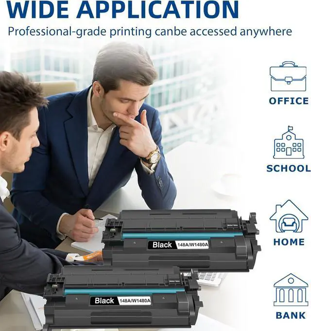 Alt view image 7 of 7 - DOSUM 148A Toner Cartridge Black (with Chip) - 2 Pack Replacement for HP 148A W1480A Toner Pro 4001 4101 MFP 4101fdw 4101fdn Pro 4001dw 4001dn 4001n Printer