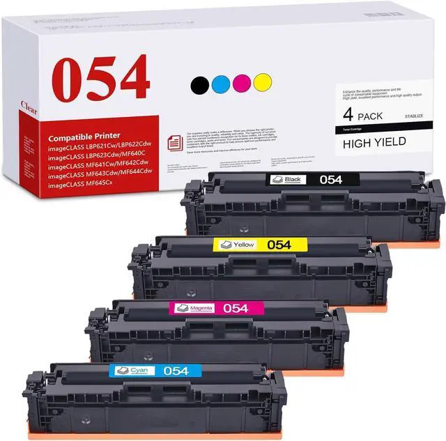 Main image of 054 Toner Cartridge Replacement for Canon 054H CRG-054 for Color imageCLASS MF644Cdw MF642Cdw LBP622Cdw MF641Cw Printer|4-Pack (BK/C/M/Y)