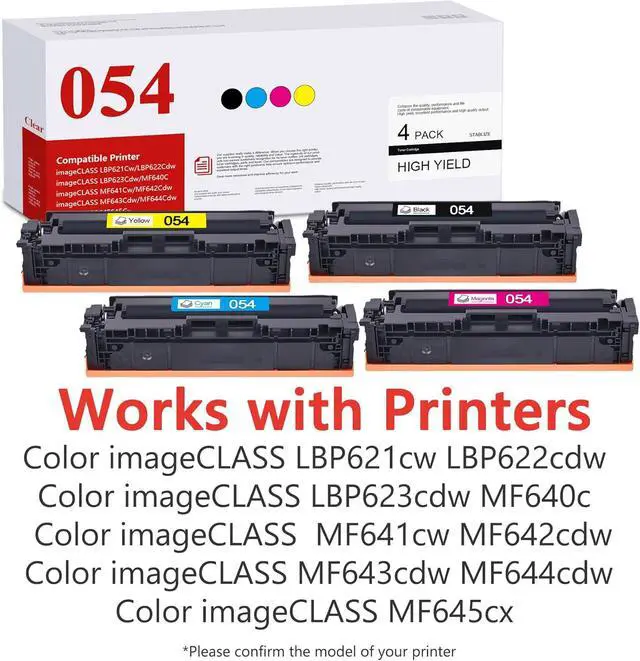 Alt view image 2 of 7 - 054 Toner Cartridge Replacement for Canon 054H CRG-054 for Color imageCLASS MF644Cdw MF642Cdw LBP622Cdw MF641Cw Printer|4-Pack (BK/C/M/Y)