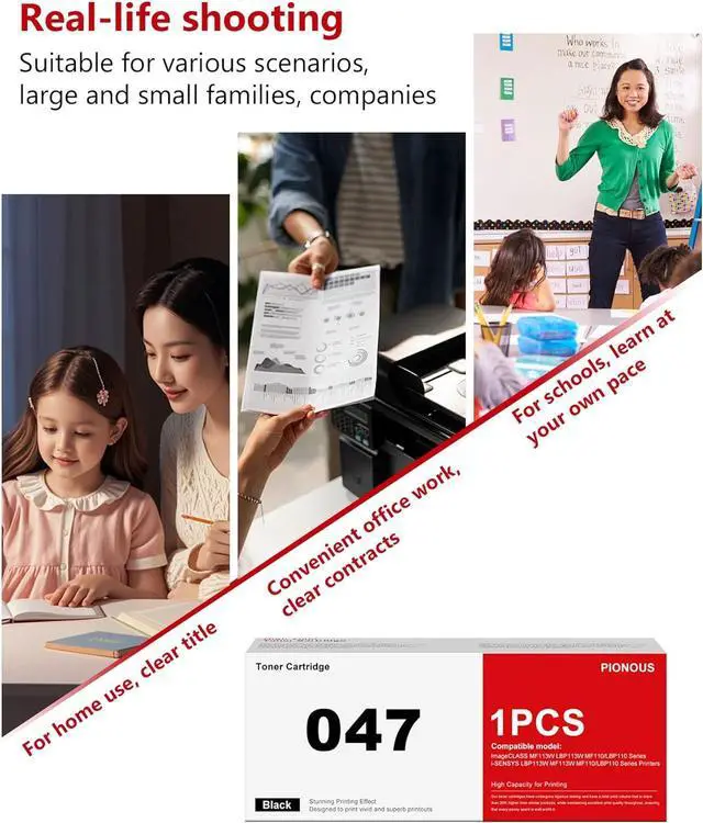 Alt view image 6 of 6 - 1 Pack 047 Black Toner Cartridge - Compatible Replacement for Canon 047 Toner, Works with ImageCLASS MF113W/LBP113W/MF110/LBP110 & i-SENSYS Printers