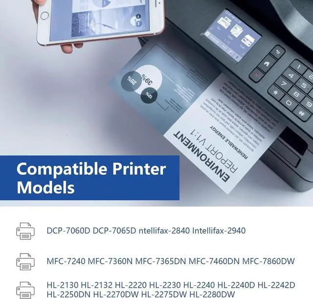 Alt view image 2 of 7 - TN420 TN 420 Black Toner Cartridge Replacement for Brother TN420 Toner Cartridge HL-2130 HL-2230 HL-2250DN MFC-7240 MFC-7360N MFC-7460DN MFC-7860DW DCP-7060D Intellifax-2840 2940 Printer 4 Pack