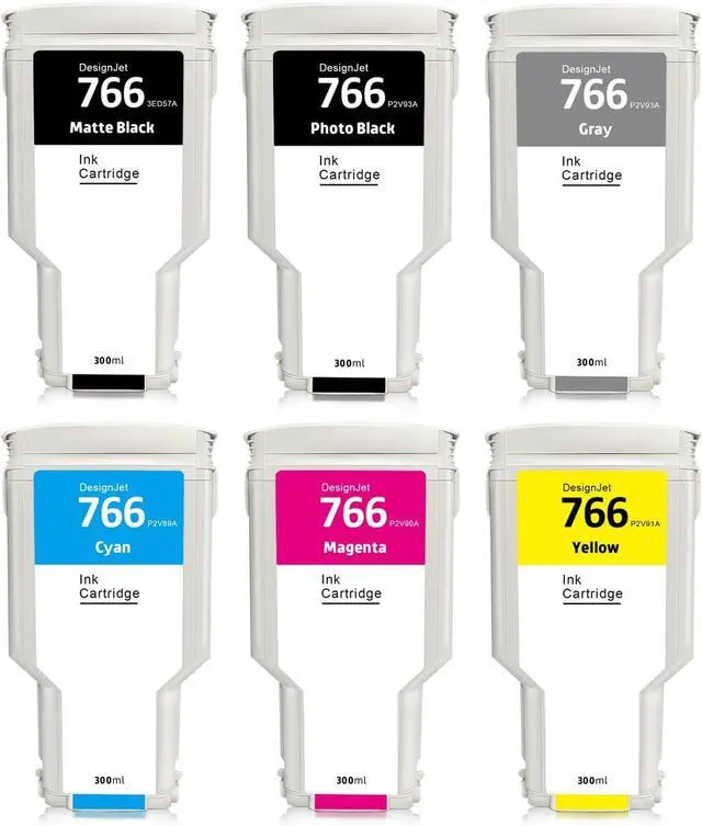 Main image of 766 Ink Cartridges 6Pack Replacement for HP 766 Ink Cartridges Compatible with DesignJet XL3600 Printer (6-Pack, 300ML)