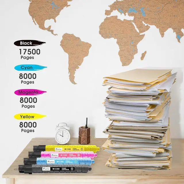 Alt view image 3 of 6 - IM C300 IM C400 IMC300 IMC400 Toner Cartridge Replacement for 842378 842379 842380 842381 for Ricoh Lanier Savin IM C300F IM C400F C400SF IMC300F IMC400F IMC400SF Printer (BCMY, 4-Pack)