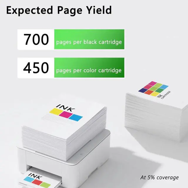 Alt view image 3 of 7 - 63XL Ink Cartridge Black and Color Combo Pack Replacement for HP Ink 63 XL for Envy 4520 4512 OfficeJet 3830 4650 5258 5255 5200 4655 DeskJet 1112 2130 3630 Printers (2-Pack)