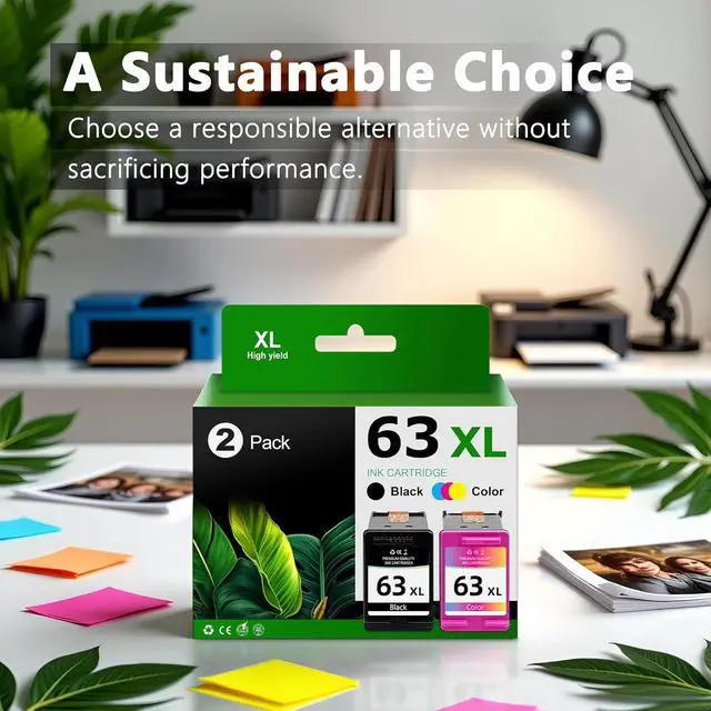 Alt view image 7 of 7 - 63XL Ink Cartridge Black and Color Combo Pack Replacement for HP Ink 63 XL for Envy 4520 4512 OfficeJet 3830 4650 5258 5255 5200 4655 DeskJet 1112 2130 3630 Printers (2-Pack)