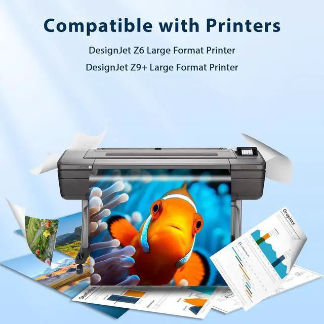 Alt view image 2 of 6 - Compatible 746 Yellow 300-ml Ink Cartridge (P2V79A) Replacement for HP 746 Ink Cartridges for DesignJet Z6 & Z9+ Large Format Printers 1-Pack