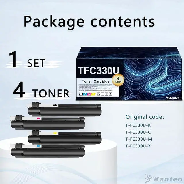 Alt view image 3 of 7 - KANTEN TFC330U T-FC330U Toner Cartridge Compatible for Toshiba E-Studio 330AC E-Studio 400AC Printer(Black Cyan Yellow Magenta)