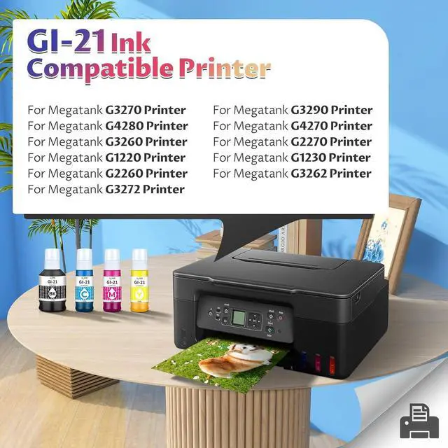 Alt view image 2 of 7 - GI-21 Ink Refill Bottles G3270 G3290 G4270 G4280 Ink Refill Compatible with 21 GI-21 GI21 Ink Refill Bottles for MegaTank G3270 G3290 G4270 G4280 G1220 G3260 G2270 G2260 G1230 G3262 G3272 Printer