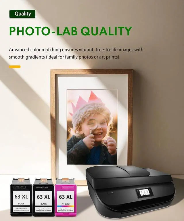 Alt view image 6 of 7 - 63XL Ink Cartridges Combo Pack (2Black+1Tir-Color) Replacement for HP Ink 63 XL Work for OfficeJet 3830 4650 5255 5258 5200; Envy 4520 4512 4510; DeskJet 1112 2130 3630 (3 Pack)