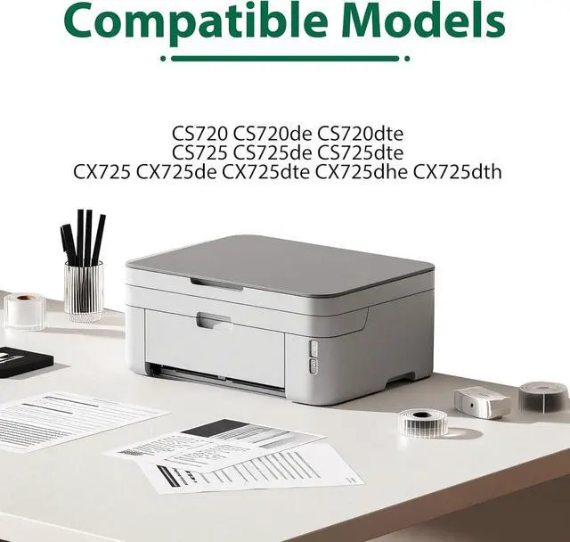 Alt view image 3 of 6 - Compatible CX725 Toner Cartridge 74C1SK0 74C1SC0 74C1SM0 74C1SY0 Replacement for Lexmark CX725 CS720 Toner with 4-Pack for CX725 CX725de CX725dte CS720 CS720de CS720dte CS725 CS725de CS725dte Printer