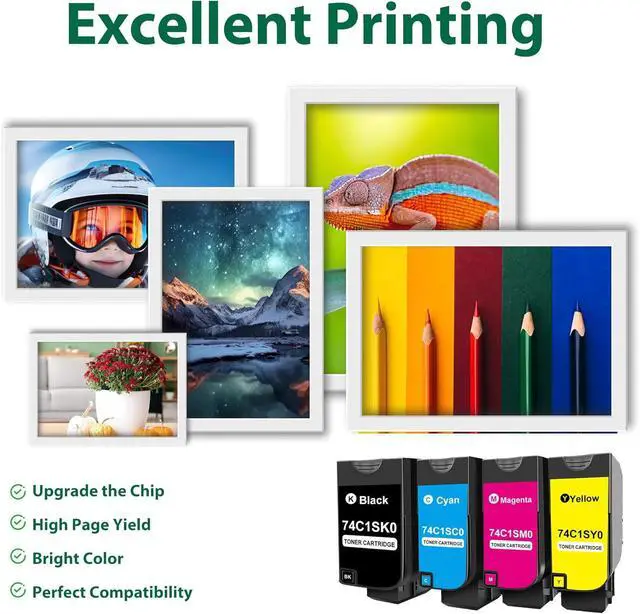 Alt view image 4 of 6 - Compatible CX725 Toner Cartridge 74C1SK0 74C1SC0 74C1SM0 74C1SY0 Replacement for Lexmark CX725 CS720 Toner with 4-Pack for CX725 CX725de CX725dte CS720 CS720de CS720dte CS725 CS725de CS725dte Printer