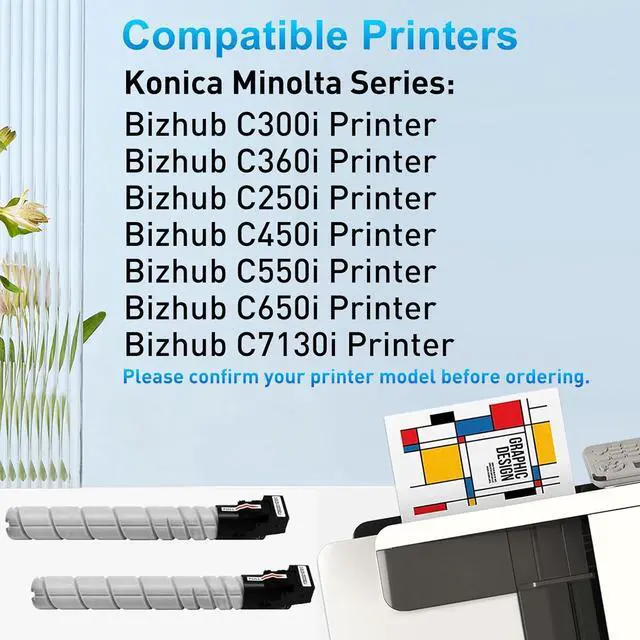 Alt view image 2 of 6 - TN328K TN626K TN330K TN628K Toner Cartridge Compatible for Konica Minolta Bizhub C300i C360i C450i C550i C650i C250i C7130i Printer (Black, 2-Pack)