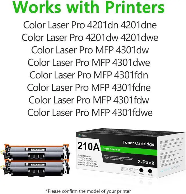 Alt view image 2 of 7 - 210A Black Toner Cartridge Replacement for HP 210A W2100A for Laser Color MFP 4301fdw 4301fdn Pro 4201dw 4201dn Series Printer Toner (2 Black)