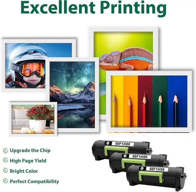 Alt view image 4 of 6 - Remanufactured 50F1H00 Toner Cartridge 3 Black Replacement for Lexmark 50F1H00 501H Toner Compatible with MS310 MS312 MS315 MS410 MS415 MS510 MS610 Series Printer Black Toner, 3-Pack