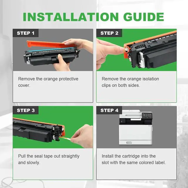 Alt view image 6 of 7 - T12 Toner Cartridge Set (4-Pack,BK/C/Y/M) Replacement for Canon T12 T12L 5098C005AA 5097C005AA 5096C005AA 5095C005AA for i-SENSYS X C1333i C1333iF C1333P 1333C mf1333c Printer