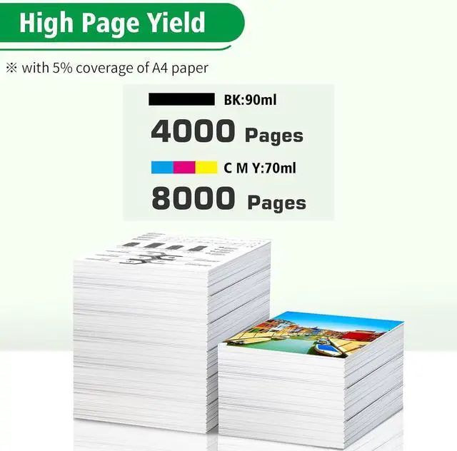 Alt view image 3 of 7 - 4 Pack Ink Bottle GT52 M,C,Y GT53 Enhanced BK (300ml Total) Compatible for HP GT 5810/5820 / 5800/315 All-in-One Deskjet Series Models (M0H54AL M0H55AL M0H56AL 1VV22AL) GT53 Replaces GT51 & GT51XL
