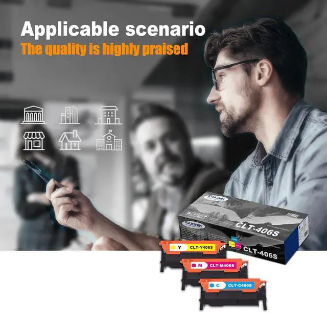 Alt view image 6 of 6 - 3-Pack 1C/1M/1Y CLT-C406S Y406S M406S High Yield Toner Cartridge(with chip), Replacement for Samsung CLT-C406S Y406S M406S for Xpress C46x C41x Series C460W C460FW C412W/C413W C462W/C462FW Printer